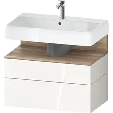 Duravit Qatego Waschtischunterbau, 1 Auszug und 1 Schublade, 790x470x590mm, Nische Eiche Mamoriert, QA4394055, Farbe: Weiß Hochglanz/mit Nischenbeleuchtung