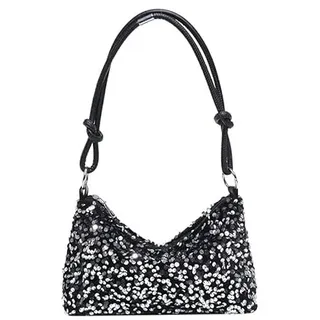 Uwiyo Damen Clutch Glitzer Pailletten, Damen Glitzer Tasche Schultertasche Elegante Abendtasche mit Reißverschluss Handtasche für Prom Hochzeit Party Bankett (Silber 2)