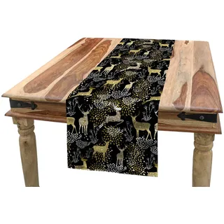 ABAKUHAUS Weihnachten Tischläufer, Oriental Deer, Esszimmer Küche Rechteckiger Dekorativer Tischläufer, 40 x 180 cm, Schwarz Beige