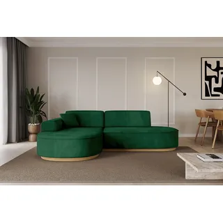 altdecor Eckcouch Velours 3-Sitzer Grün