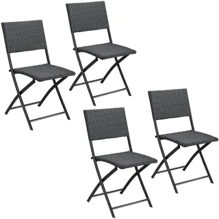 Polyrattan Klappstuhl Rom 4er-Set Schwarz