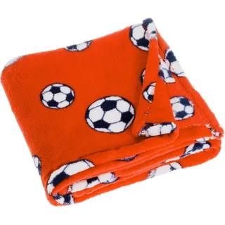 Playshoes Baby und Kinder Fleece-Decke Fußball, vielseitig nutzbare Kuscheldecke für Jungen und Mädchen, 75 x 100 cm