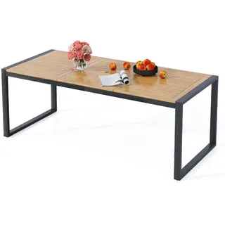 FANTASK rechteckiger Terrassentisch aus Akazienholz, Outdoor-Esstisch für Garten, großer Balkontisch für 8 Personen, 200x90cm