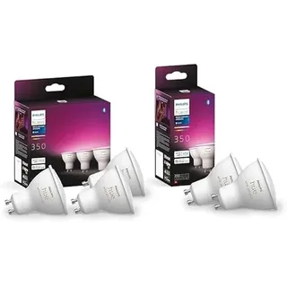 Philips Hue White & Color Ambiance GU10 LED Spots 5-er Pack (350 lm), dimmbare LED Lampen für das Hue Lichtsystem mit 16 Mio. Farben, smarte Lichtsteuerung über Sprache und App