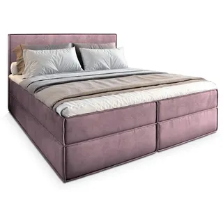 masseno Boxspringbett Pellio 160x200 cm mit Matratze und Topper, Polsterbett mit Bettkästen Lila MONOLITH 62 - Lila