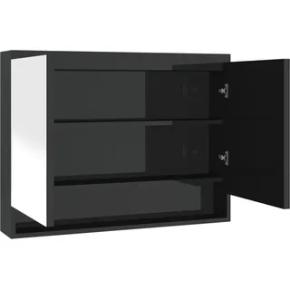 vidaXL Spiegelschrank fürs Bad 80x15x60 cm Glänzend Schwarz - Schwarz