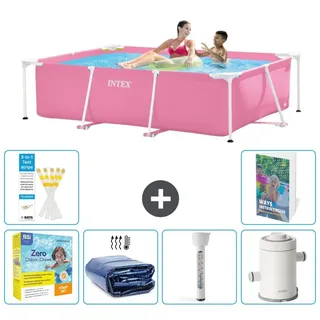 Rechteckiger Frame Pool - 220x150x60 cm - 7-teilig S10 - Rosa