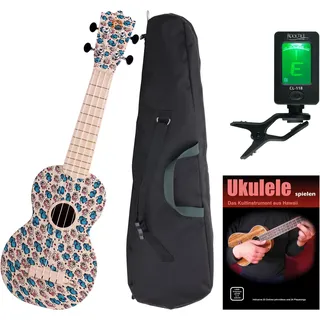 Classic Cantabile BeachBuddy Sunny Zoo Ukulele Set inkl. Tuner und Schule