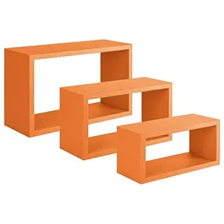 Homemania Trittico Wandregal – Wohnzimmer, Schlafzimmer, Büro, MDF, Orange, 45 x 27 x 15,5/40 x 22 x 15,5/35 x 17 x 15,5 cm