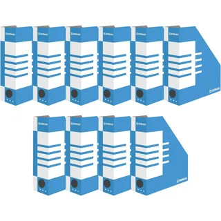 OFFICER PRODUCTS DONAU Stehsammler Stehordner Archive Box Pappe A4/ 10er Pack/ 10 Stück/Karton - Blau/bis zu 1000 Blatt Für Büro, Schule und Zuhause zur Aufbewahrung von Dokumenten