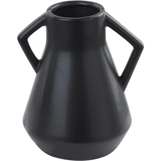 Beliani Blumenvase Fermi Keramik 20 cm Schwarz