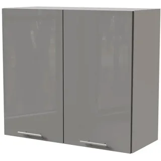 Feldmann-Wohnen Küchenhängeschrank Essen W3/80 Grau Hochglanz / Weiß Matt 80 / 32,5 / 72cm , Grau, Weiß , Holzwerkstoff , Rechteckig , 80x72x32.5 cm , Küchen, Küchenmöbel, Küchenschränke, Küchenoberschränke