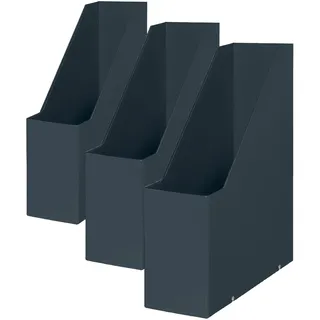 Leitz Click & Store Stehsammler, Aufbewahrungslösung aus Karton für den Schreibtisch, A4-Papierhalter für Zeitschriften & Ordner, Zuhause/Büro, Cosy Serie, Samtgrau, 53560089 (Packung mit 3)