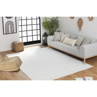 Surya Chicago Teppich Läufer Wohnzimmer, Esszimmer - Moderne Boho Teppich Geometrisches Muster - Weicher Skandinavisch Wohnzimmerteppich Orientalisch - Läufer Flur 80x150cm Groß Teppich Weiss