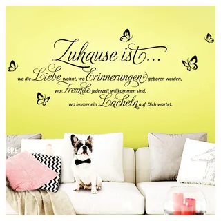 Grandora Wandtattoo Sprüche und Zitate Zuhause ist I schwarz (BxH) 120 x 52 cm I Flur Wohnzimmer modern Spruch Aufkleber selbstklebend Wandsticker Wandaufkleber W3058