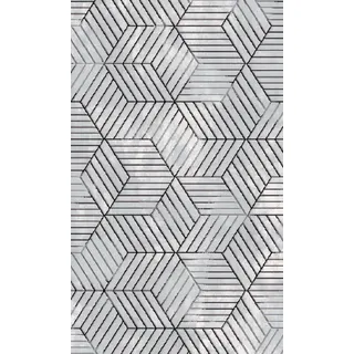 Teppich Geometrisches Muster Schwarz Weiß Wohnzimmer Arbeitszimmer Teppiche