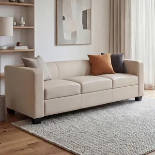 MCW Couch Leder 3-Sitzer Weiß