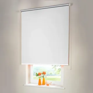 Sonnenschutz-HH® - Seitenzugrollo Verdunkelungsrollo Thermorollo - Außenmaß Breite 180 x 260 cm Höhe weiß - Lichtundurchlässig Rollo für Abdunkelung Kettenzugrollo inkl. Universalträger