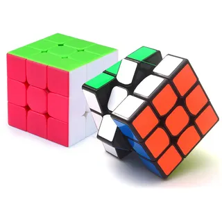 Magischer Würfel, 3 x 3 cm, Schwarz + Eimer, selbstklebend, 3 x 3 Neonfarben, Würfel Yong, Spielzeug, 3D-Puzzle, für Kinder und Erwachsene.