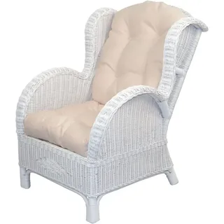 Hofmann Living And More Ohrensessel 1 Stk. tlg. Handgeflochten, weiß