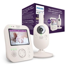 Bild von Avent Babyphone mit Kamera Premium – sicheres Video Babyphone, 3,5 Zoll Bildschirm, 4-Fach Zoom, Nachtsicht, Gegensprechfunktion, Schlaflieder, Raumtemperatur, Baby Monitor (Model SCD891/26)