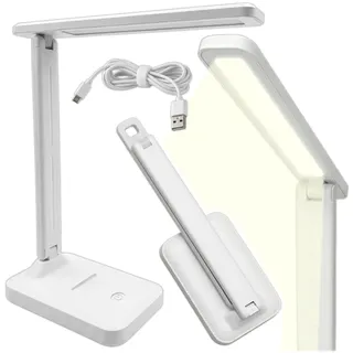 KRUMAD LED Schreibtischlampe USB, Touch dimmbar, verstellbar, Tischlampe fürs Büro, Lernen & Lesen, modernes Design, Weiß