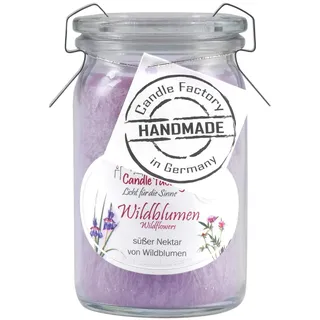Candle Factory Baby Jumbo Duftkerze aus pflanzlichem Stearin im hitzebeständigen Glas der Marke Weck®, bis zu 24h Brennzeit, Duft: Wildblumen