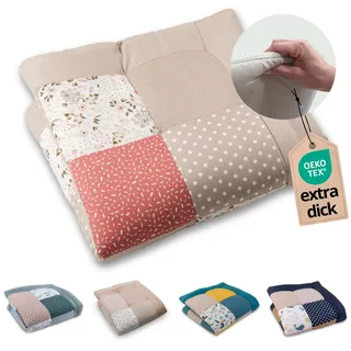 ULLENBOOM Krabbeldecke für Baby 100x100 cm - Dick und weich gepolstert | Außenmaterial: 100% Baumwolle, Alle Materialien OEKO-TEX zertifiziert, Made in EU, Schadstoffgeprüft und waschbar