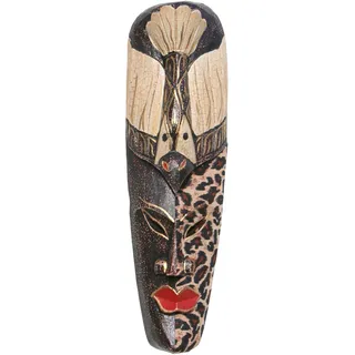 Wogeka - 50 cm Batik Ethno Wand-Maske - im Afrika Style aus Holz als Geschenk-Idee zu Weihnachten Geburtstag Dekoration - Handarbeit Schnitzerei von Bali BATIK02
