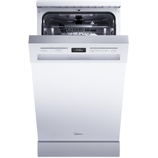 Midea SF 5.45NW10C Geschirrspüler 45cm Freistehend & Unterbaufähig, 10 Maßgedecke, 7 Programme, Spülmaschine 45 cm mit WIFI, 44 db, Startverzögerung, Automatische Türöffnung, 63 kWh/100 Zyklen, Weiß