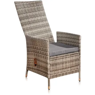 Melko Gartenstuhl Verstellbar Relaxsessel Grau Polyrattan Sitzmöbel Liege - Grau
