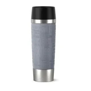 EMSA Travel Mug Grande Isolierbecher, 0,5 Liter , Isolierbecher mit Quick Press Verschluss, Farbe: Edelstahl Pfeffer grau