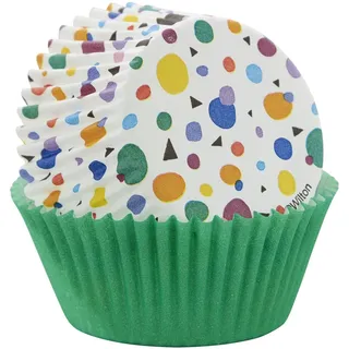 Wilton Baking Cups Geometrischem Muster, Einfarbig Grün - Muffinförmchen Papier, Muffin und Cupcake Förmchen, Papier-Backförmchen für kleine Cupcakes, Muffins, Pralinen - pk/75