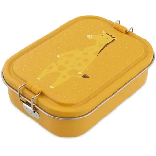 Trixie Brotdose Edelstahl Kindergarten, Silikon Jausendose Kita, Dino | Große Metall Pausenbox, flache Blech Vesperbox für Kinder ab 2 Jahre, personalisiertes Geschenk Mädchen