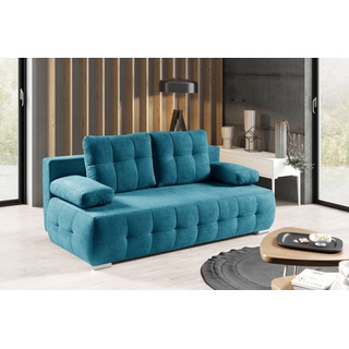 werk2 Schlafsofa »Indigo«, 2-Sitzer Sofa und Schlafcouch mit Federkern & Bettkasten blau