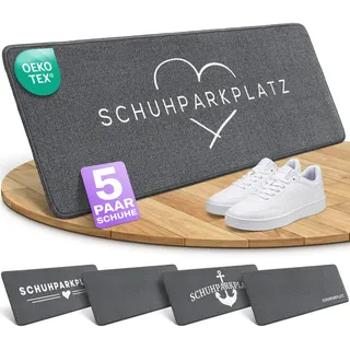 Bodenständig Schuhparkplatz Fußmatte Grau 100x33cm – rutschfeste Schuhmatte | Waschbarer Schuhteppich mit Gummiunterseite – Flache Abtropfmatte für Flur & Eingang – Schutz vor Nässe & Schmutz