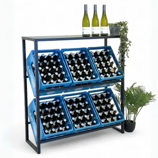 DanDiBo Getränkekistenregal 6 Kisten mit Ablage Metall 100 cm , Schwarz , 100x108x32 cm , Küchen, Küchenmöbel