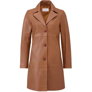 Kurzmantel RICANO "Mantel Marzia", Damen, Gr. S, braun (cognac), Obermaterial: 100% Lammnappaleder LANA. Futter: 100% Polyester PES., normal, V-Ausschnitt, Mäntel Kurzmantel, Handgefertigt aus echtem Leder