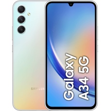 Samsung Galaxy A34 5G, Android Smartphone, 6,6 Zoll Dynamic AMOLED Display, 5.000 mAh Akku, 128 GB/6 GB RAM Handy in Awesome Silver inkl. 30 Monate Herstellergarantie [Exklusiv bei Amazon]