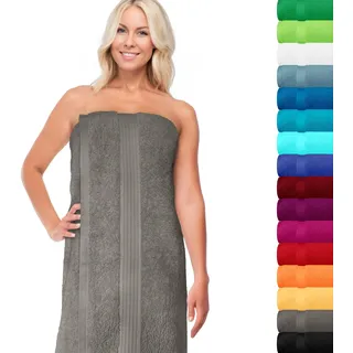 Lashuma Saunahandtuch 100x200 groß aus Baumwolle, Linz Badetuch XXL, Frottee Handtuch in Dunkel Grau für Spa und Strand