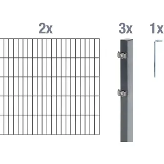 GAH Alberts Alberts Doppelstabmatten-Grundset 4 m 200 x 160 cm 6/5/6 anthrazit