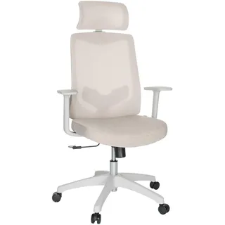 Mid.you Drehstuhl , Hellgrau, Beige , Kunststoff, Textil , Drehkreuz , 69x115x68 cm , Wippfunktion, Sitzfläche 360° drehbar, ergonomische Rückenlehne , Büromöbel, Bürostühle, Drehstühle