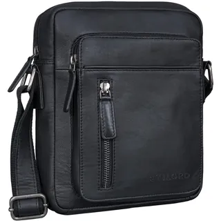 STILORD 'Dain' Umhängetasche Herren klein Leder Schultertasche Herrentasche zum Umhängen Herrenhandtasche Echt-Leder Crossbody Bag Ledertasche Vintage klein Echtleder, Farbe:schwarz