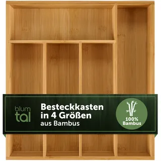 Blumtal Besteckkasten 27/30 cm, 5 Fächer, Bambus , Holz , Echtholz,Bambus , Baum/Pflanze/Natur , 5 Stück Fächer , Rechteckig , 27x5x30 cm , Küchenzubehör, Küchenhelfer, Besteckeinsätze