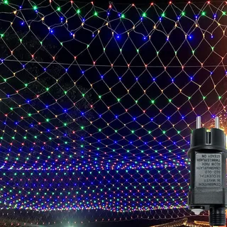 UISEBRT LED Lichternetz Außen Innen 6x2m Bunt Lichterkette Lichtervorhang Weihnachtsbeleuchtung mit 8 Leuchtmodi, für Weihnachtsdeko Gartendeko Halloween Hochzeit Party (6x2m Bunt)