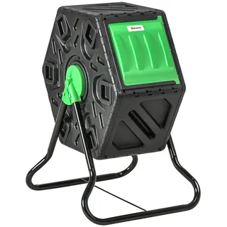 Outsunny Komposter aus Kunststoff, 60 Liter , Metall , 49x77x60 cm , Gartenzubehör, Gartenpflege, Gartengeräte