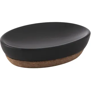 Gedy G-Canberra Seifenschale, Maße und Gewicht: 3 x 13 x 9,5 cm & 0,184 kg, Seifenschale aus Keramik und Kork, schwarzes Finish, Design R&E, 2 Jahre Garantie, Schwarz, einzigartig