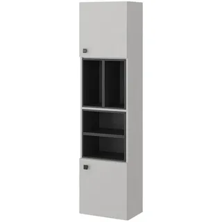 Vicco Badschrank Gerta Grau 37.5 x 150 cm mit Tür und offenen Fächern, - Grau