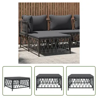The Living Store Gartenhocker mit Kissen Anthrazit Gewebe - Grau
