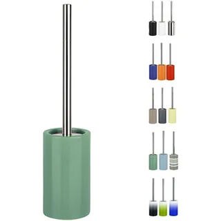 Spirella Tube Bürste Toilettenbürste Klobürste WC Garnitur aus Porzellan Moosgrün, Kunststoff, Green